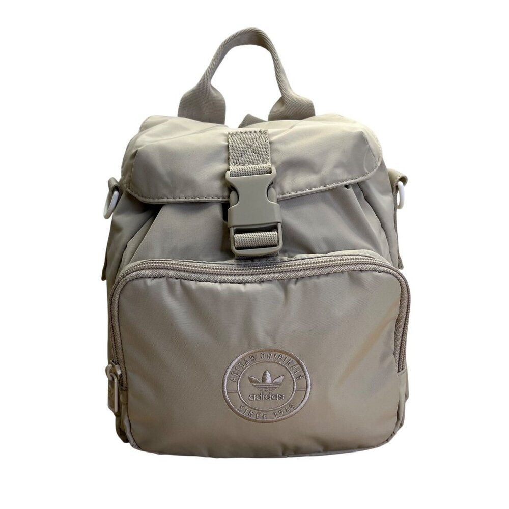Adidas Women’s Beige Adjustable Straps Embroidered Logo Travel Mini Backpack